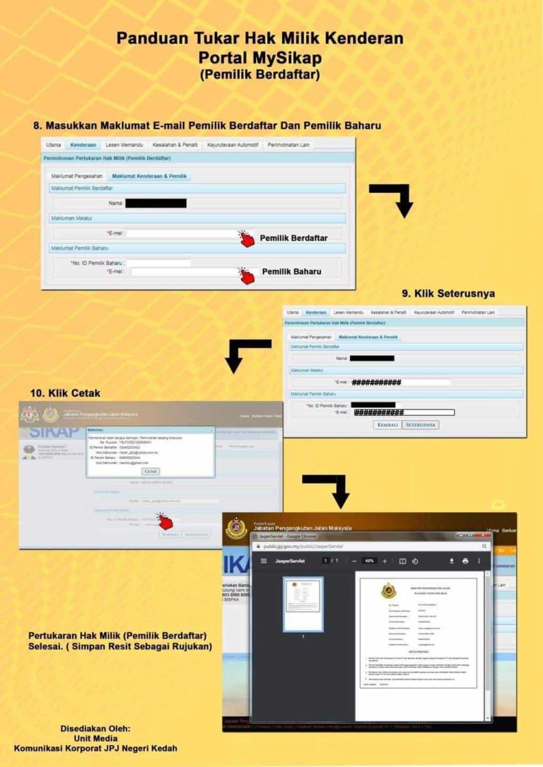 JPJ : Cara Tukar Nama Pemilik Kenderaan Online, Tak Payah Beratur Dah