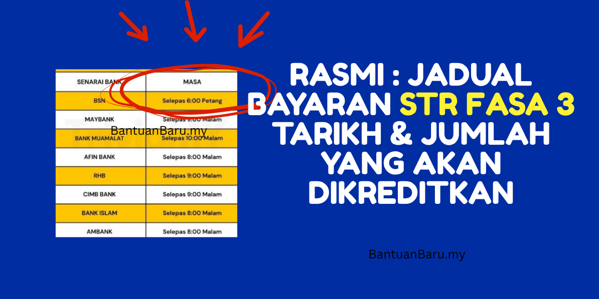 Jadual bayaran STR Fasa 3