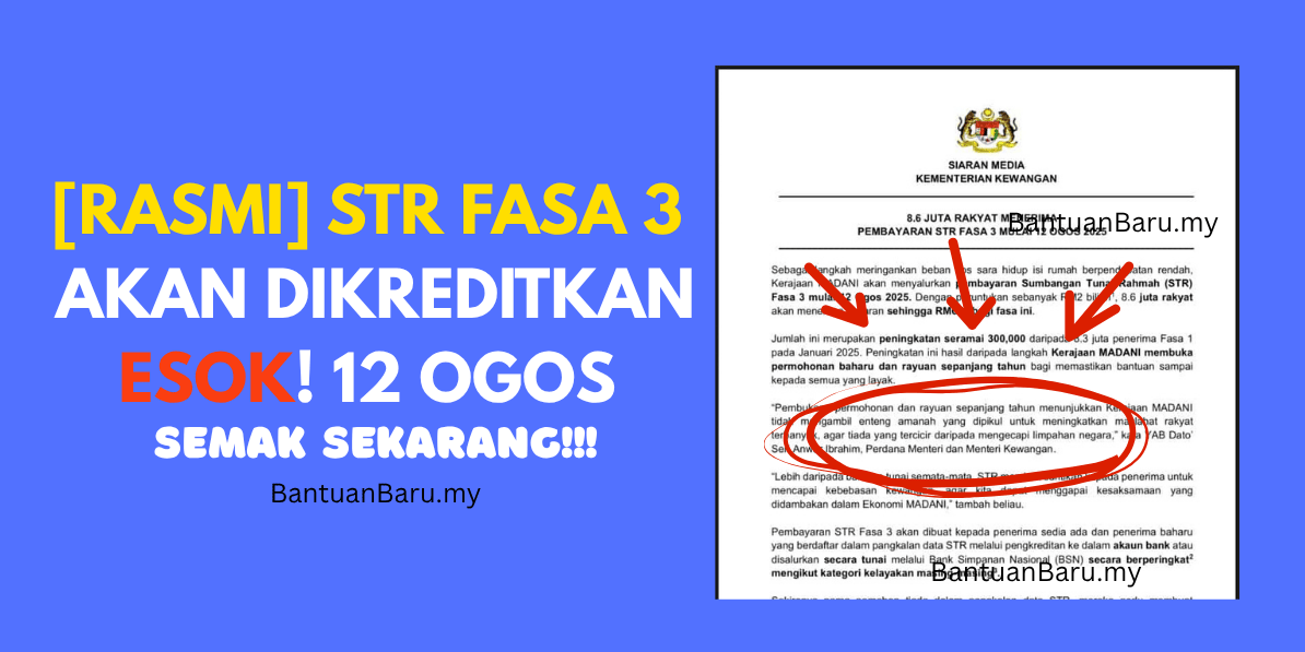 TARIKH PEMBAYARAN STR FASA 3 2025