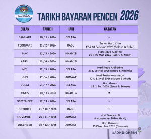 tarikh pencen 2026